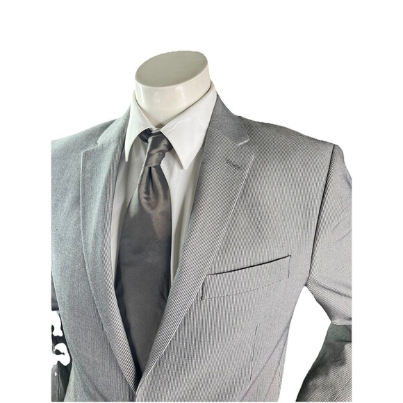 John Varvatos Blazer Jacket Mens 40R Gray Striped Cotton Lined Sport Coat NWOT - Picture 2 of 13